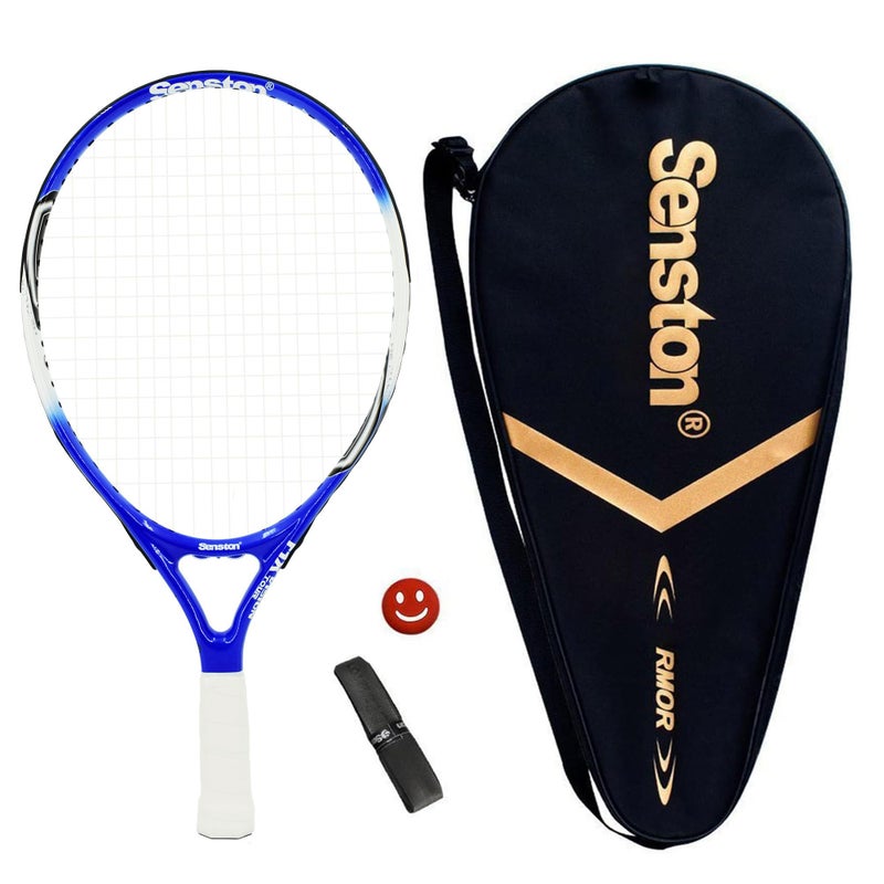 Senston مضرب تنس سنستون 19" للأطفال الأولاد والبنات مع غلاف مضرب أزرق أبيض - Image 1